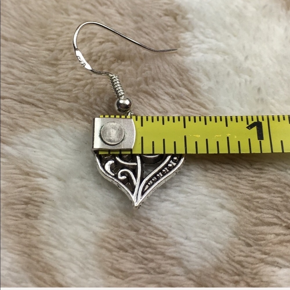Sterling Silver Tibetan Heart Filigree Earrings - Picture 5 of 6